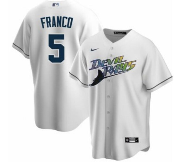 Men's Tampa Bay Rays #5 Wander Franco White Cool Base Stitched Jersey